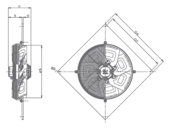 Wall fan A-E / T Series 400 V, 785 to 9502 m³/h, IP54